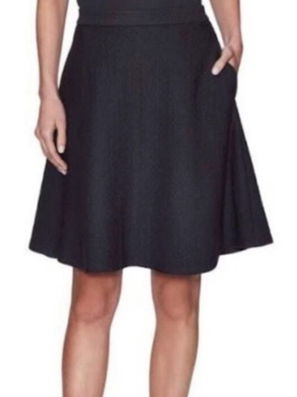 Theory Zaikin Black A-Line Flare Women's Skirt w/ Pockets Elastic Waist 
Size XS